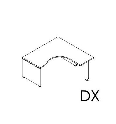 Scrivania angolare Dx - Sx gamba in legno e gamba cilindrica