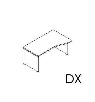 Scrivania sagomata Dx - Sx gamba in legno