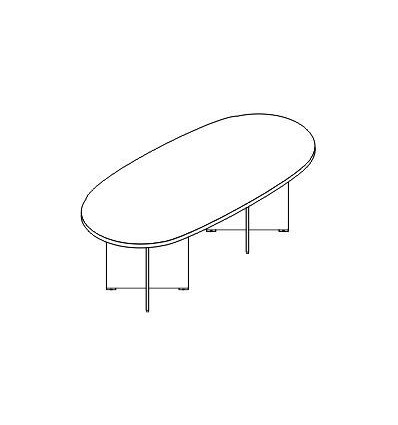 Tavolo riunione ovale con gamba legno