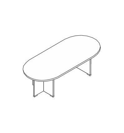 Tavolo riunione ovale con gamba in legno
