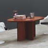 Tavolo riunione ovale con gamba in legno