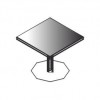 Tavolo riunione quadrato con piano in vetro e basamento in metallo